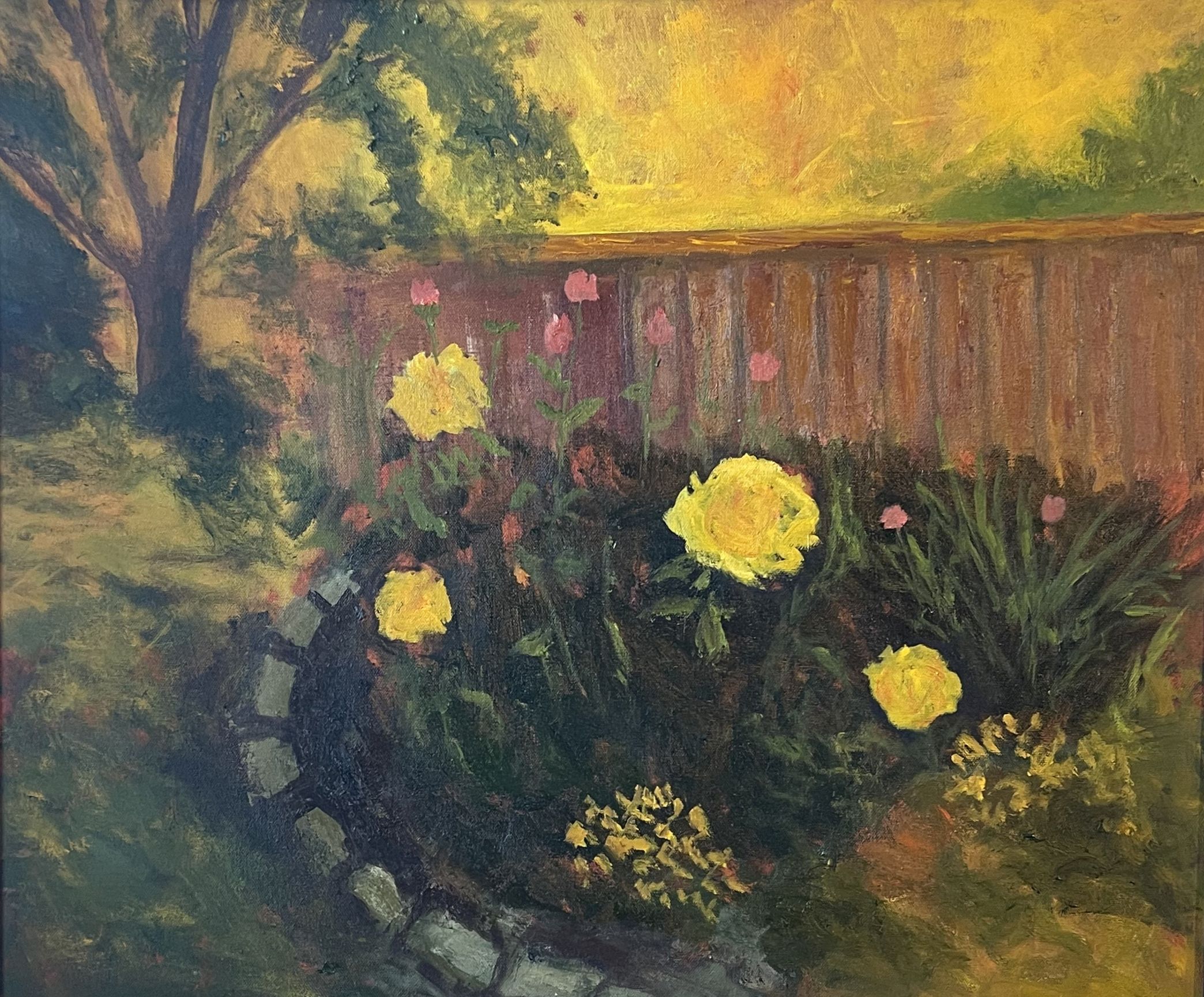 Yellow Roses by the Fence